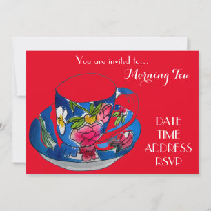 Convite Partido retro do café do copo de chá do vintage