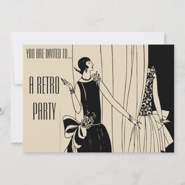 Convite Partido retro dos anos 20 rujir do flapper do (Frente)