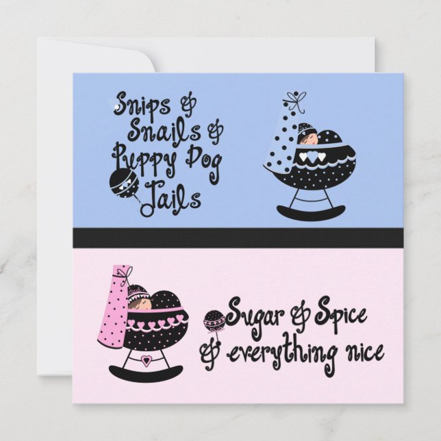 Convite Partido Revelador do Gênero do Berço Rosa e Azul (Frente)