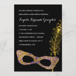 Convite Partido Rico Mascarada de Quinceanera