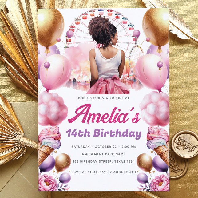 Convite Partido Rollercoaster Afro-Americano (Criador carregado)