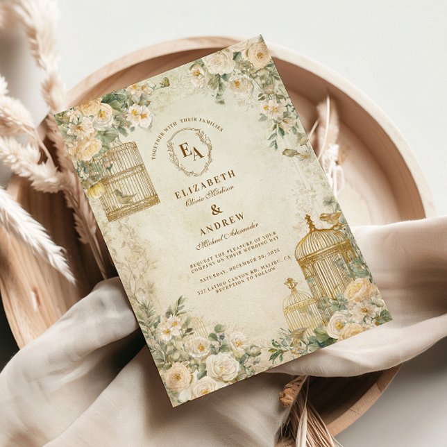 Convite Partido Romântico dos Jardins Florais de Ivory (Criador carregado)