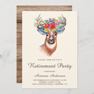 Convite Partido Russo do Boho Floral Deer Retirement
