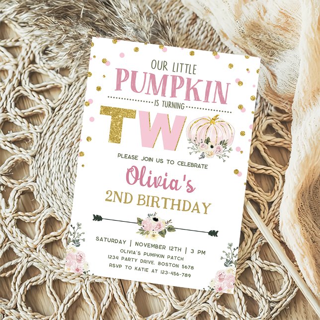 Convite Partido Russo Floral segundo aniversário de Abóbor (Criador carregado)