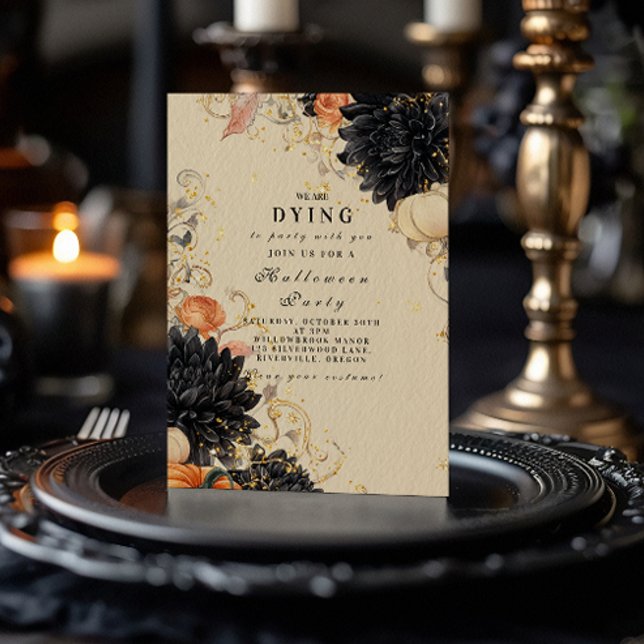 Convite Partido Russo Negro Dahlia Halloween (Criador carregado)