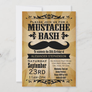 Convite Partido Russo Vintage Mustache Bash