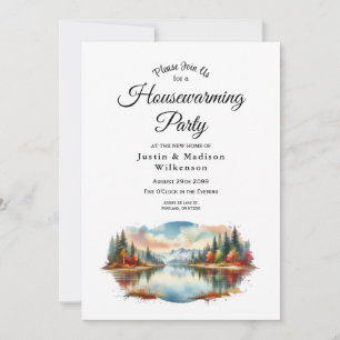 Convite Partido Rustic Autumn Lakeside Forest