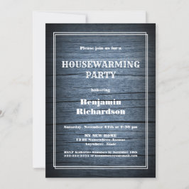 Convite Partido Rustic Blue Wood Housearming