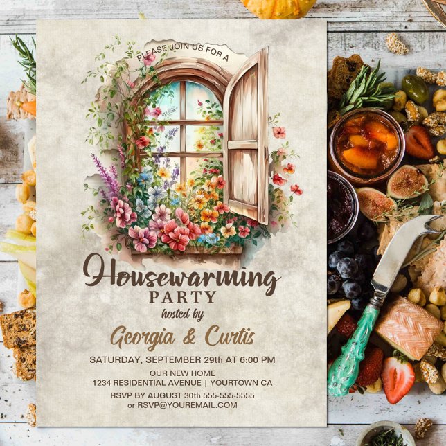 Convite Partido Rustic Country Floral Housearming (Criador carregado)