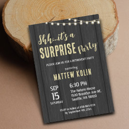 Convite Partido Rustic Lantern Photo Retirement Surpresa