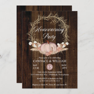 Convite Partido Rustic Pumpkin Pampas Wreath