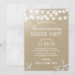 Convite Partido Rustic Starfish Beach Housearming Cocktail