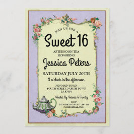 Convite Partido Rustic Sweet 16 Wonderland Teapot Tea Part