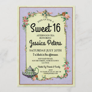 Convite Partido Rustic Sweet 16 Wonderland Teapot Tea Part