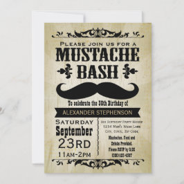 Convite Partido Rustic Vintage Mustache Bash