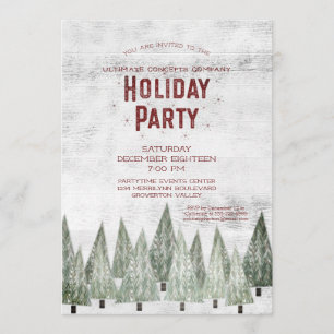 Convite Partido Rustic White Wood & Tres Company Holiday