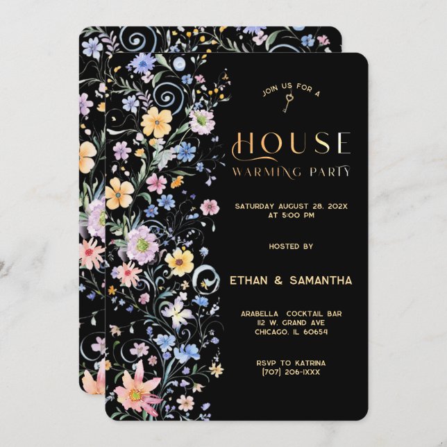 Convite Partido Rustic Wildflower Housearming Modelo (Frente/Verso)