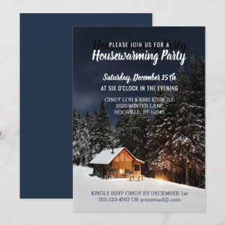 Convite Partido Rustic Winter Cabin Country Housearming