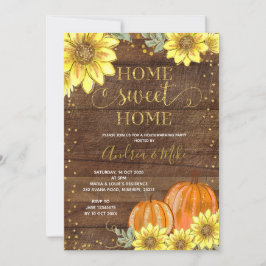 Convite Partido Rustic Wood Sunflower Pumpkin Housearming