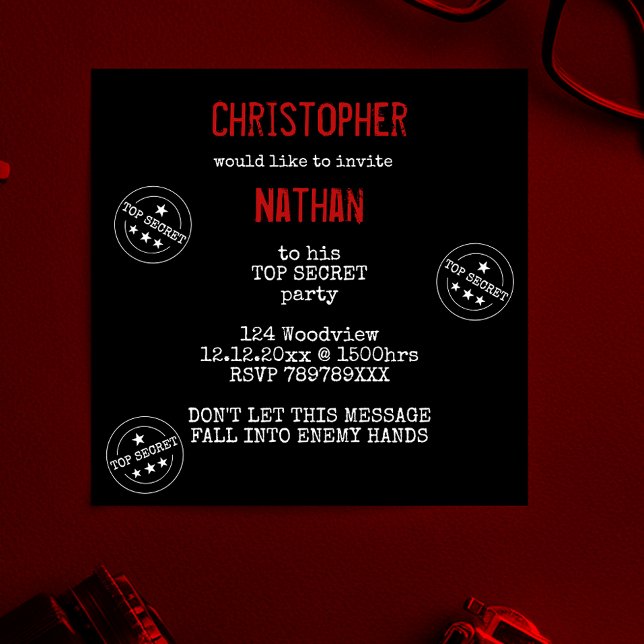 Convite Partido SECRETO TOP Personalizado (Criador carregado)