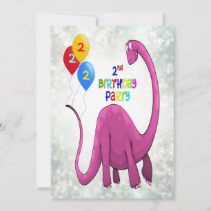 Convite Partido segundo aniversário Dinossauro