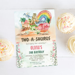 Convite Partido segundo aniversário Dinossauro Dois-A-Saur