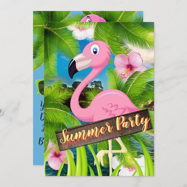 Convite Partido Summer Pelican (Frente/Verso)