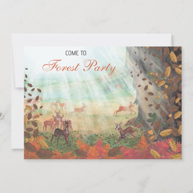 Convite Partido Sunlight de Roe Deer Forest Personalizável (Frente)
