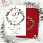 Convite Partido Surpresa 40º Aniversário Ruby Greenery<br><div class="desc">Apresentando uma elegante granja verde da floresta, este convite de 40 anos de casamento para a festa de surpresa botânica chic pode ser personalizado com sua informação especial de aniversário de rubis. O reverso apresenta uma garland correspondente que enquadra as datas de aniversário em um texto branco elegante sobre um...</div>