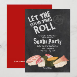 Convite Partido Sushi Deixe Os Bons Tempos Rolarem Japonês