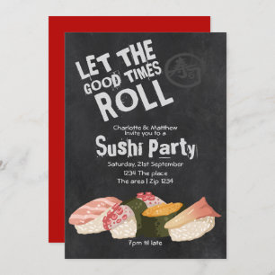 Convite Partido Sushi Deixe Os Bons Tempos Rolarem Japonês