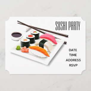 Convite Partido Sushi Na moda Moderno Japonês