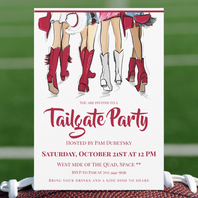 Convite Partido Tailgate do Alabama Meninas Cowboy Boots C (Criador carregado)