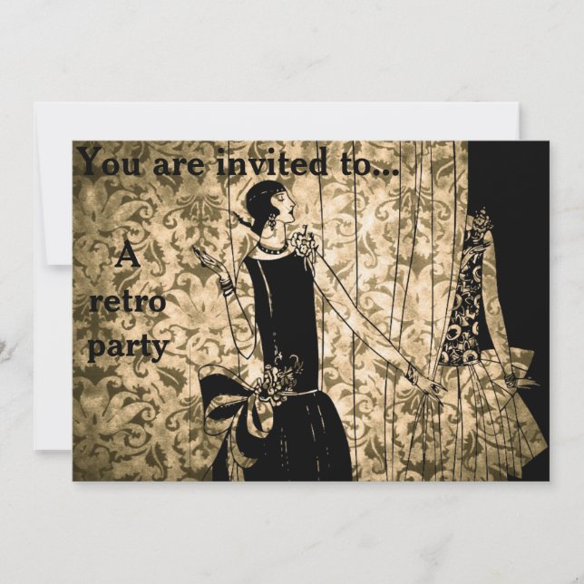 Convite Partido temático do damasco dos anos 30 retros do (Frente)