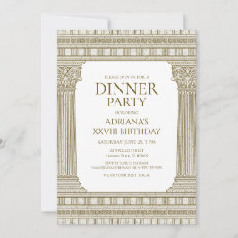 Convite Partido Toga com o Tema das Colunas Romanas Marrom