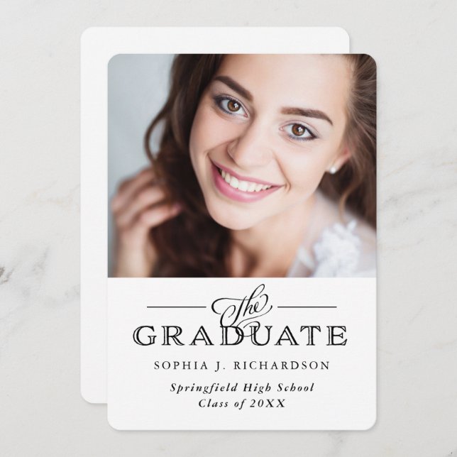 Convite Partido tradicional moderno do formando da foto do (Frente/Verso)