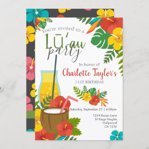 Convite Partido Tropical Flor Luau