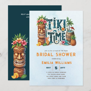 Convite Partido Tropical Tiki Casamento Luau Chá de panela