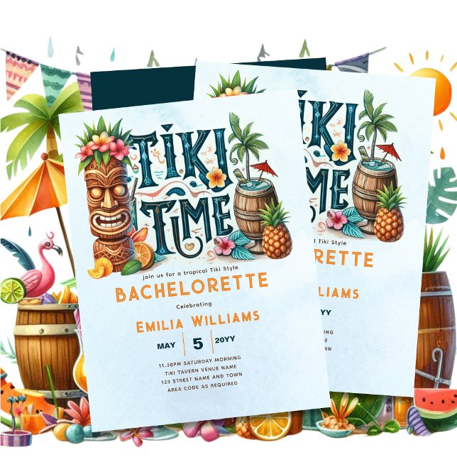 Convite Partido Tropical Tiki Casamento Luau Chá de panela (Criador carregado)