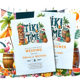 Convite Partido Tropical Tiki Casamento Luau Chá de panela