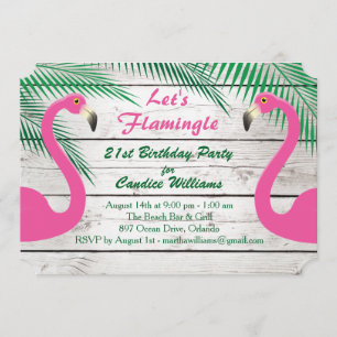 Convite Partido Vamos Flamingle do aniversário de 21 anos 