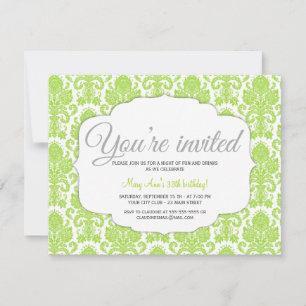 Convite Partido Verde Moderno Damask