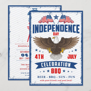 Convite Partido Vintage Independence Day 4 De Julho