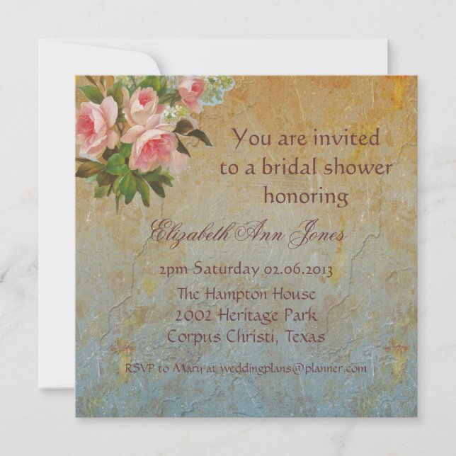 Convite Partido Vitoriano Rosa Rosa Tea (Frente)