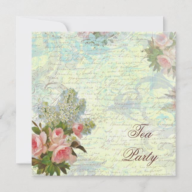 Convite Partido Vitoriano Rosa Rosa Tea (Frente)