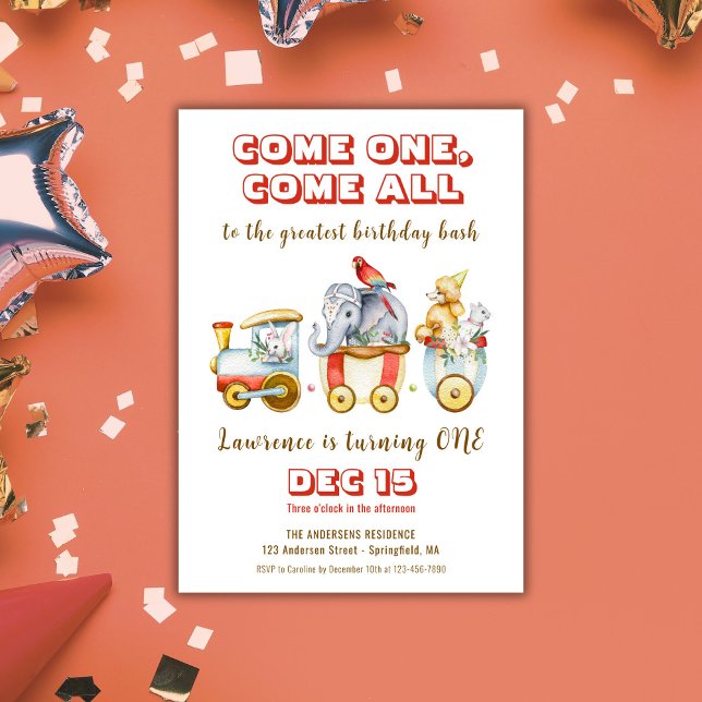 Convite Parto de aniversário do Festival de Carnaval (Circus Carnival Festival Animal Train Kid Birthday Invitation)