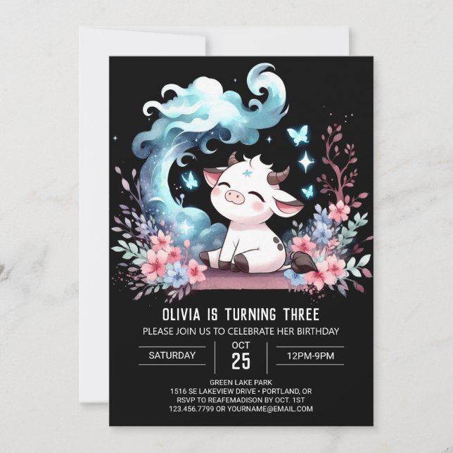 Convite Parto de Vaca Personalizada de Pastel (Frente)