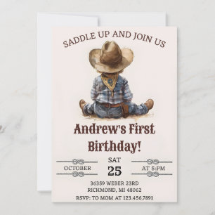 Convite Parto do Oeste Primeiro Rodeo Rodeo Aniversário