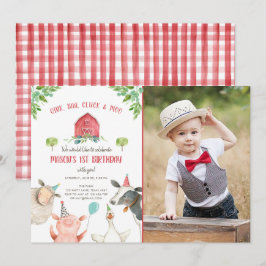Convite Parto do Quintal Red Gingham Barnyard
