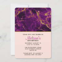 Parto Roxo Moderno e Dourado Abstrato Marble Anive